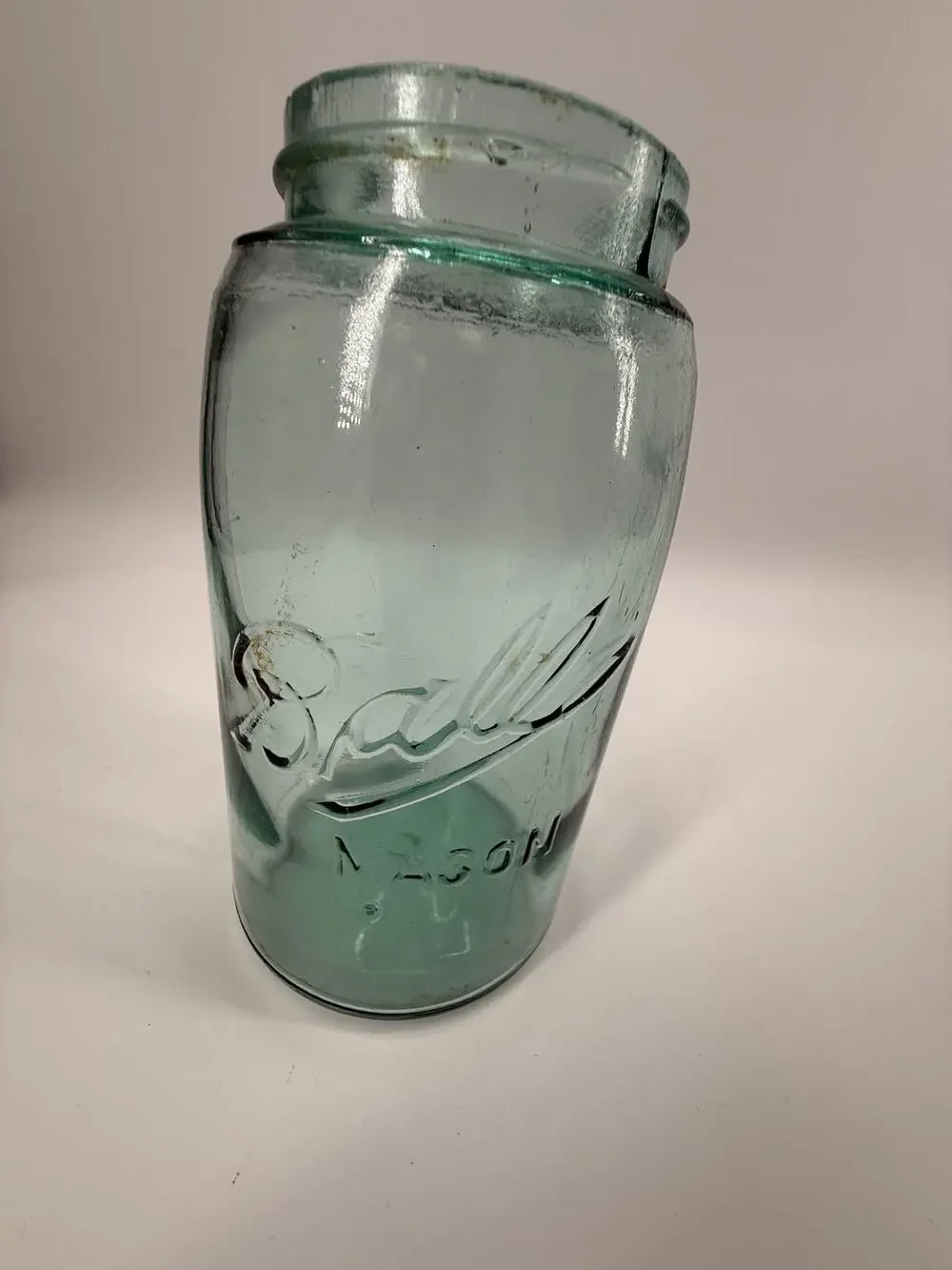 Vintage Ball  Mason Jar Aqua Green Glass Quart Canning Bottom Mark 11